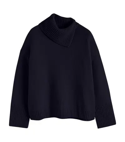 Chinti & Parker Cashmere Split-neck Sweater In 黑色