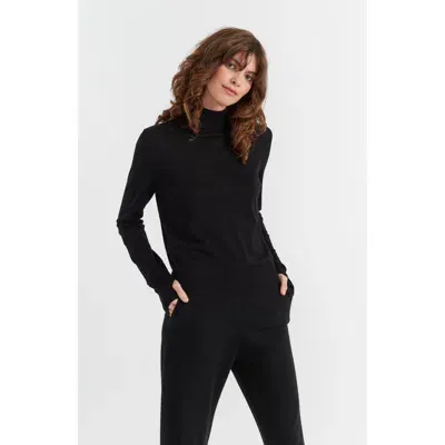 Chinti & Parker Pure Merino Ultra Fine Roll Neck Sweater In Black