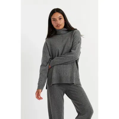 Chinti & Parker Relaxed Roll Neck Wool & Cashmere Sweater In Grey