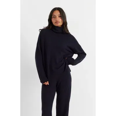 Chinti & Parker Relaxed Roll Neck Wool & Cashmere Sweater In Navy