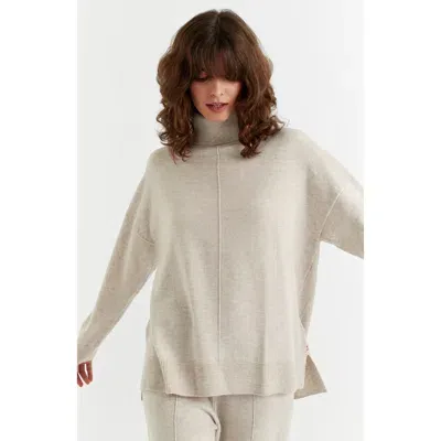 Chinti & Parker Relaxed Roll Neck Wool & Cashmere Sweater In Oatmeal