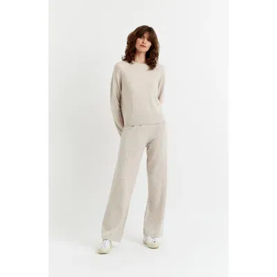 Chinti & Parker Wool & Cashmere Wide Leg Track Pant In Oatmeal