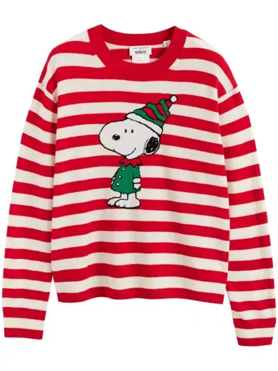 Chinti & Parker Snoopy Christmas Elf Sweater In 红色