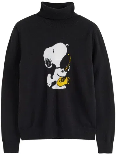 Chinti & Parker Snoopy Saxophone Sweater In Black