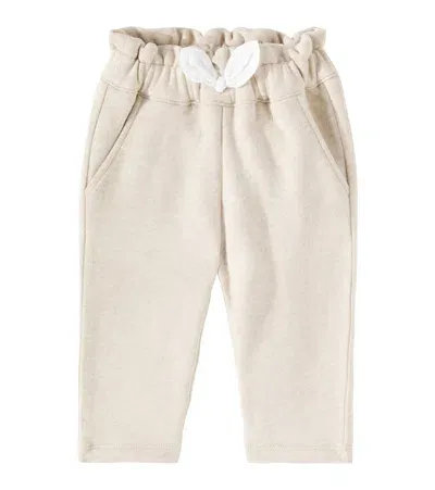 Chloé Baby Embroidered Cotton Sweatpants In Neutral