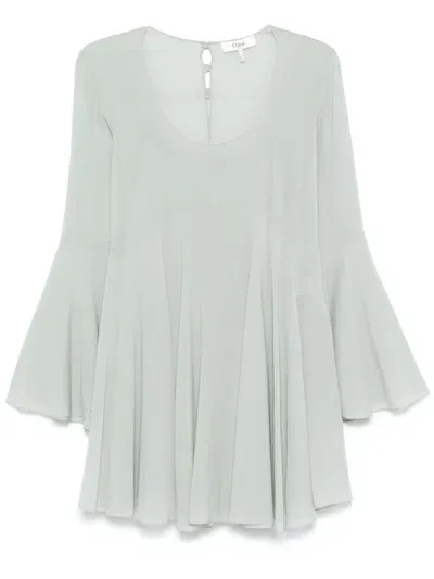 Chloé Bell-sleeve Mini Dress In Green