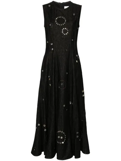 Chloé Black Eyelet-embellished Denim Dress