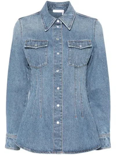 Chloé Blue Corset-style Denim Shirt