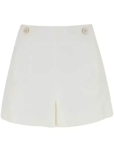 Chloé Button-detail Wool Tailored Shorts In White