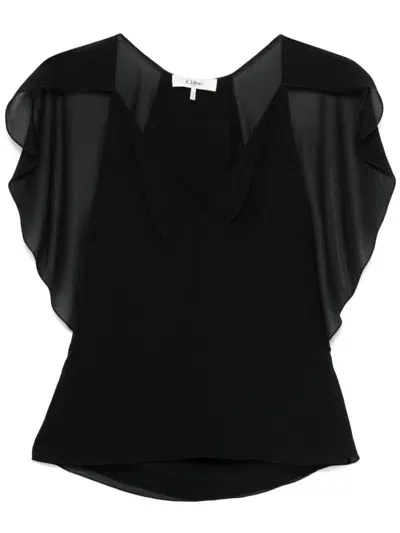 Chloé Cape-detail Tank Top In Black