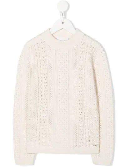 Chloé Kids' Chunky Knitted Jumper In Weiss