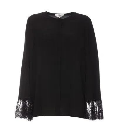 Chloé Fluid Blouse Without Collar In Crepe De Chine In Multicolor