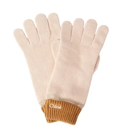 Chloé Kids' Cotton And Wool Gloves In Neutral