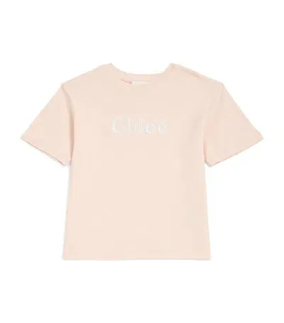 Chloé Kids' Cotton Embroidered Logo T-shirt (4-14 Years) In Pink