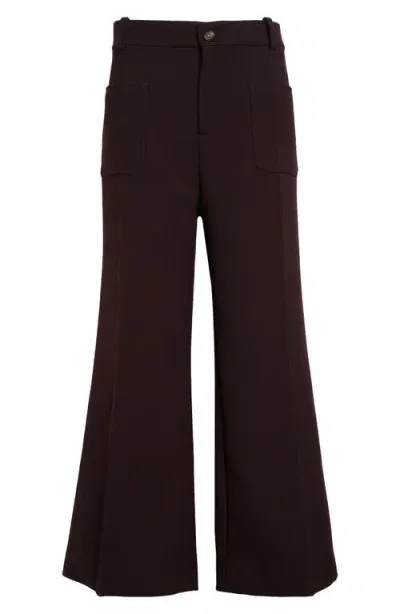 Chloé Cropped Wool Wide-leg Pants In Brown