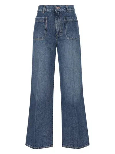 Chloé Cropped Bootcut Jeans In Blue