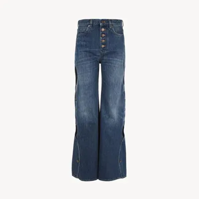 Chloé Cropped Cut-out Scallop Jeans In Denim Blue Size 28 100% Cotton