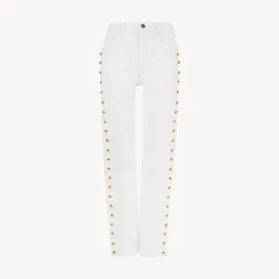 Chloé Cropped Slim Scallop Jeans In Denim White Size 29 100% Cotton