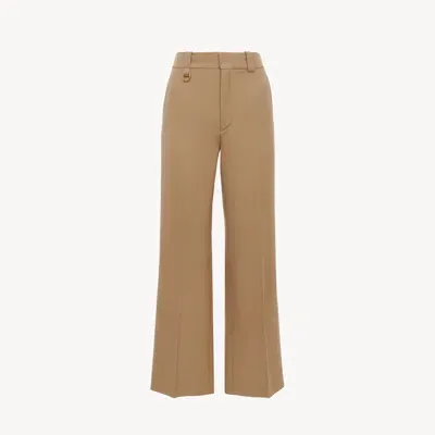 Chloé Pantalon De Costume Court En Laine Grain De Poudre Femme Brun Taille 40 100% Laine In Brown