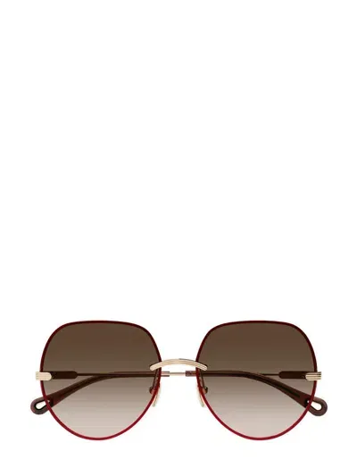 Chloé Eyewear Round Frame Sunglasses In Gold