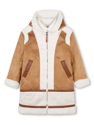 Chloé Kids' Faux-suede Coat In Brown