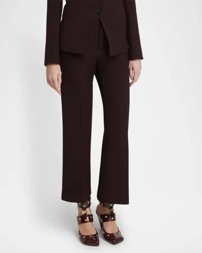 Chloé Flared Crop Cavalry Wool Trousers In Copper Brown