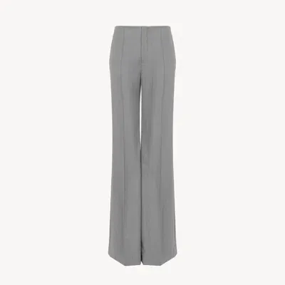 Chloé Grain De Poudre Wool Flared Pants In Grey