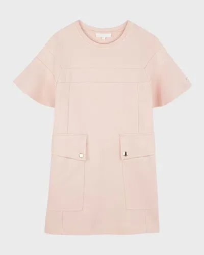 Chloé Kids' Girl's Engraved Logo-print Dress In Pink