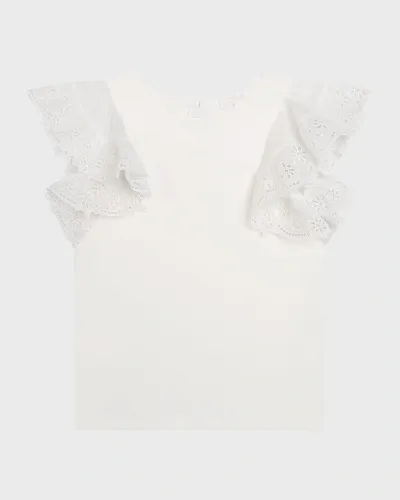 Chloé Kids' Girl's Fancy Embroidered Blouse In Off White