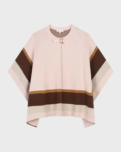 Chloé Kids' Girl's Striped Logo-print Cape In Pink