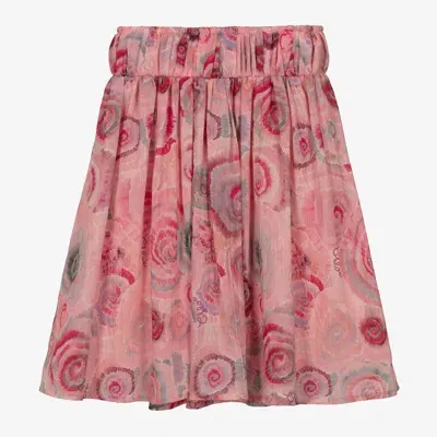 Chloé Kids' Abstract-print Organic Cotton Maxi Skirt In Pink