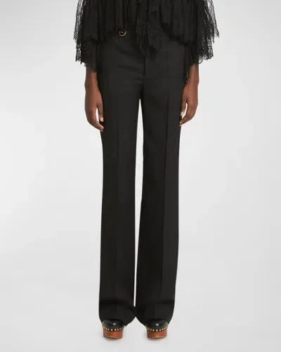 Chloé Grain De Poudre Pleated Wool Trousers In Black