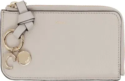 Chloé Gray Alphabet Card Holder In 084 Wild Grey