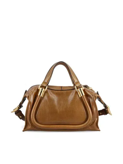 Chloé Logo Detailed Top Handle Bag In Brown