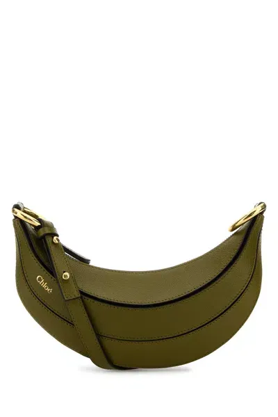 Chloé Khaki Leather Banana Crossbody Bag In Sweetkhaki