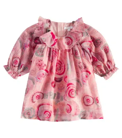 Chloé Baby Printed Wool Dress In Pink