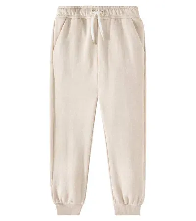 Chloé Kids' Cotton Jersey Sweatpants In Beige Marl