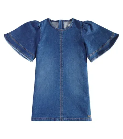 Chloé Kids' Denim Dress In Blue