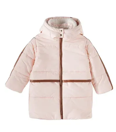 Chloé Kids' Faux Leather-trimmed Puffer Coat In Pink