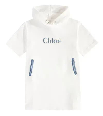 Chloé Kids' Hooded Cotton Dress In White