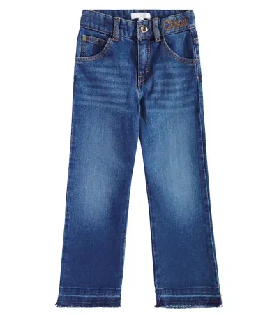 Chloé Kids' Straight Jeans In Denim Blue