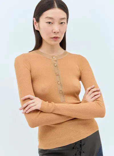 Chloé Knitted Henley Sweater In Cream