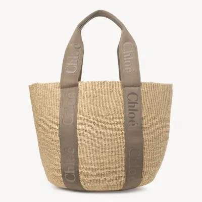 Chloé Large Woody Basket In Fair-trade Natural Fibers Brown Size Onesize 100% Paper