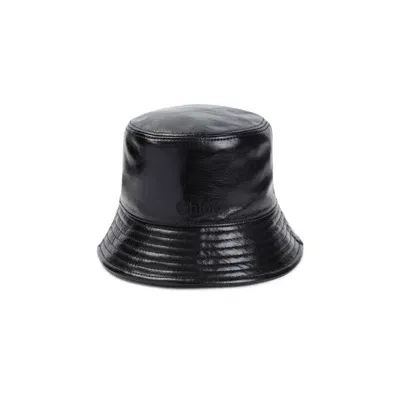 Chloé Black Leather Bucket Hat