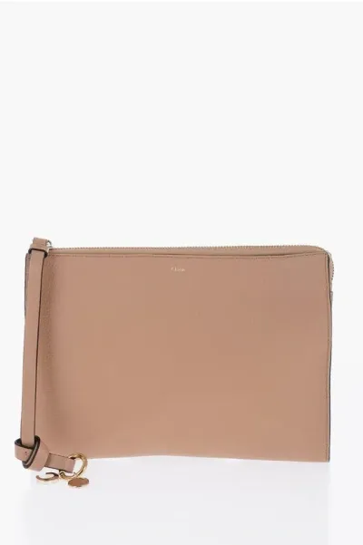 Chloé Leather Mony Clutch With Weaves In Brown