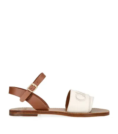 Chloé Kids' Leather Stellar Sandals In Ivory