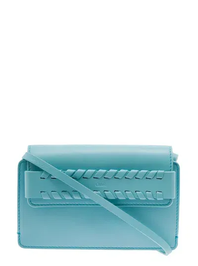 Chloé Braided-leather Crossbody Bag In Light Blue