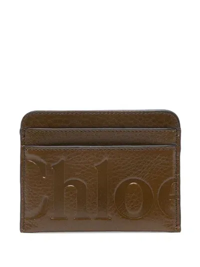 Chloé Logo-debossed Card Holder In Brown