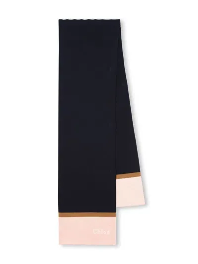 Chloé Kids' Logo Knitted Scarf In Black