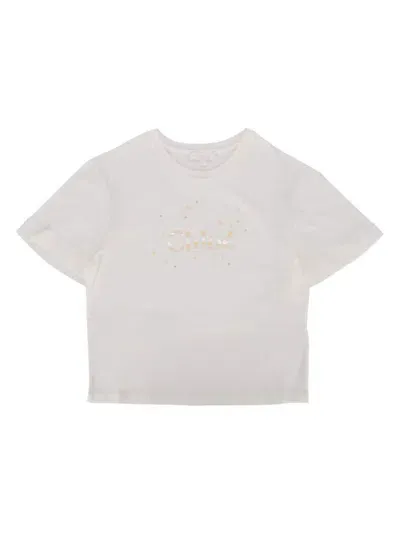 Chloé Kids' Logo-print Organic-cotton T-shirt In White